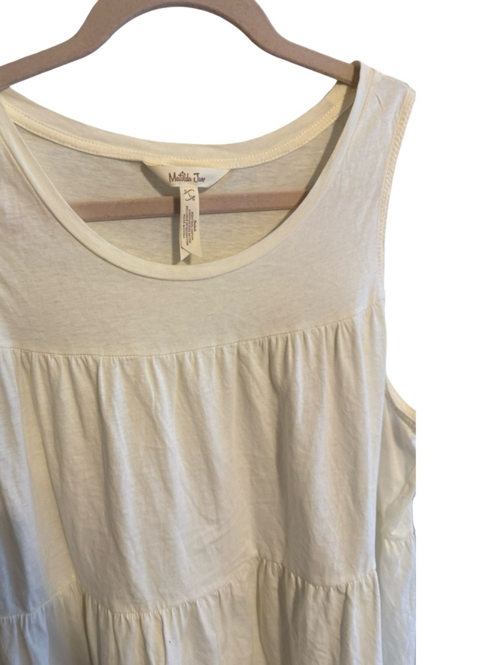 Matilda Jane Women’s Blue & White Floral Peplum Tank Top Ruffle Hem Size Large - Picture 3 of 7
